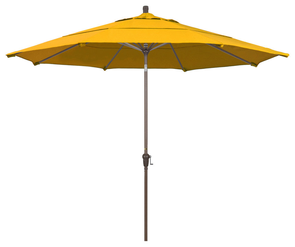 11' Champagne Auto-Tilt Crank Aluminum Umbrella, Yellow Pacifica
