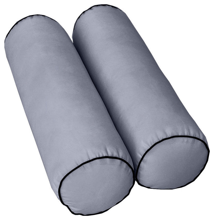 Style 6 Twin-XL Contrast Pipe Trim Bolster Pillow Outdoor Slip Cover ONLY AD001