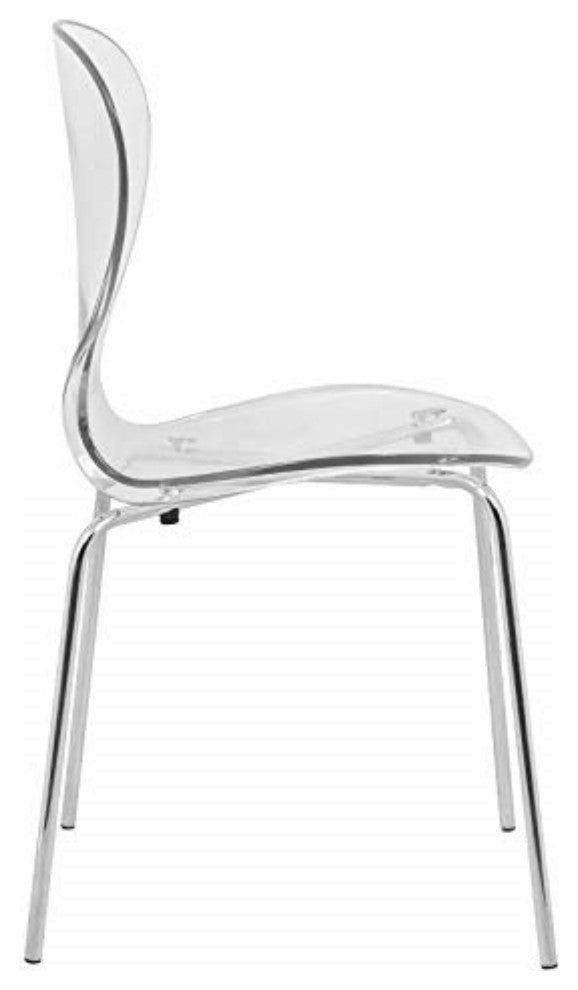 LeisureMod Modern Oyster Transparent Side Chair, Set of 4