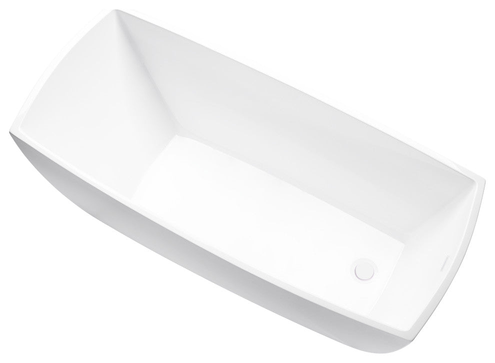 Vanity Art 67"x31" White Acrylic Freestanding Bathtub, Pure White