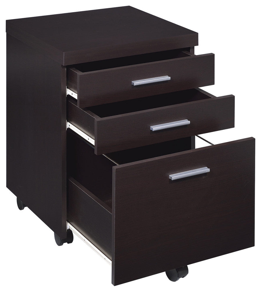 3 Drawers Mobile File Cabinet, Cappuccino