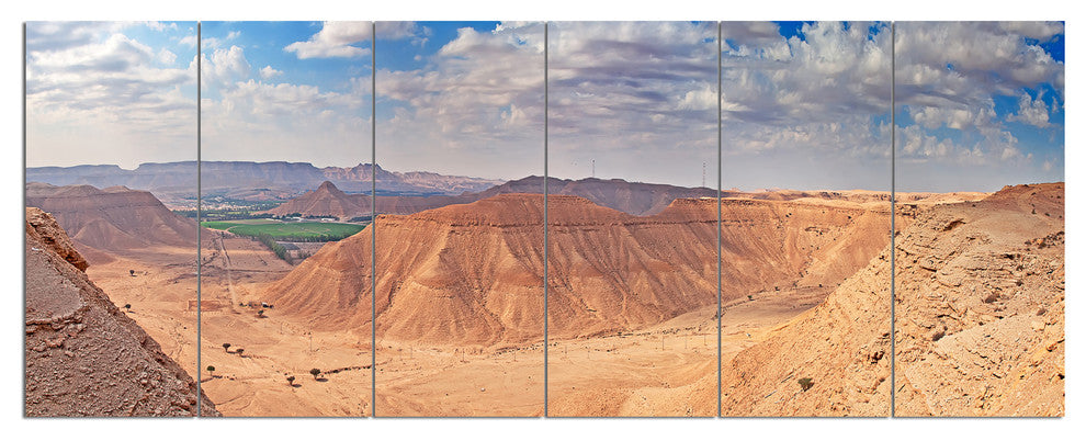 Clay Rocks around Riyadh City, Landscape Canvas Art Print, 70"x28", 6 Panels