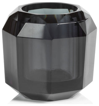 Ruxley 3.25" Faceted Crystal Vase, Smoke