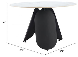 Toru White Faux Marble Sintered Stone Dining Table