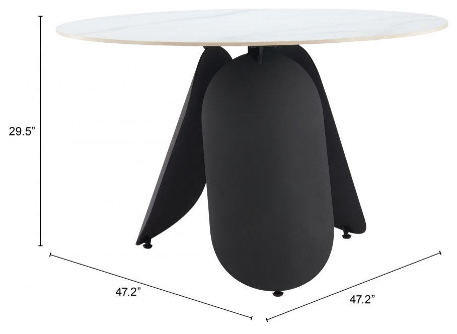 Toru White Faux Marble Sintered Stone Dining Table