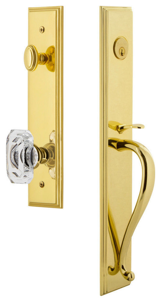 Carre' 1-Piece Dummy Handleset, S Grip and Baguette Clear Crystal Knob, 848823
