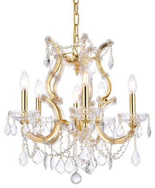 Elegant Lighting 2800D20/RC Maria Theresa 6 Light 20"W Crystal - Gold