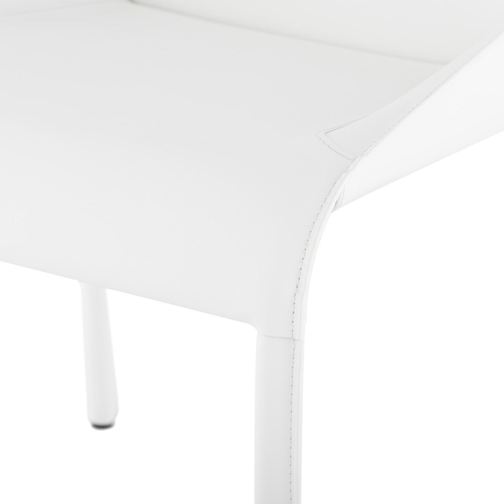 Delphine White Leather Dining Chair