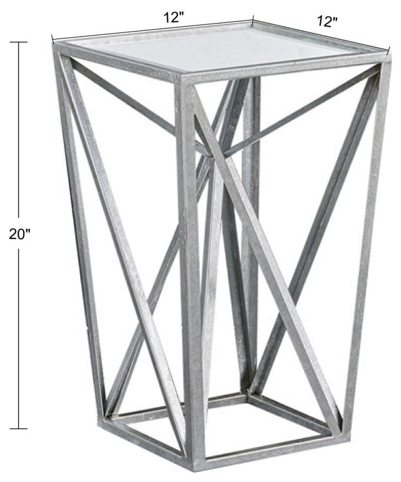 Zee Silver Angular Mirror Accent Table, Gold, Silver