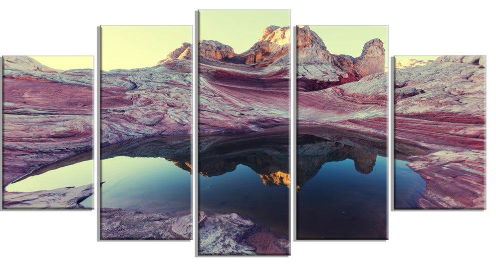 Purple Tinged Vermilion Cliffs, Landscape Canvas Art Print, 60"x32", 5 Panels