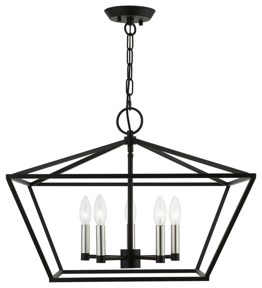 Devone 5 Light Black With Brushed Nickel Accents Chandelier