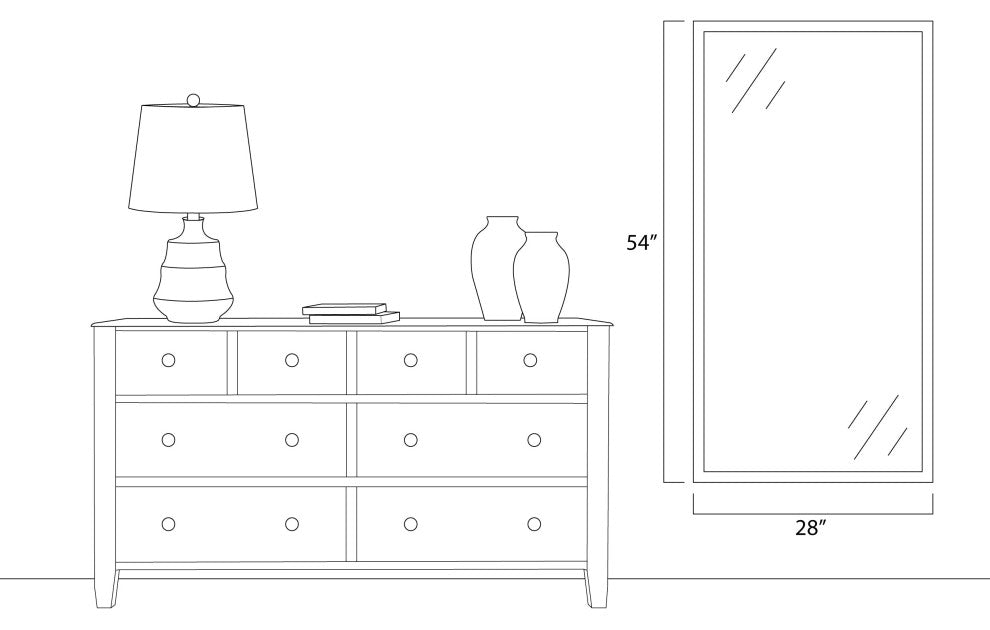 Ellis Framed Wall Mirror, Black, 28"x54"