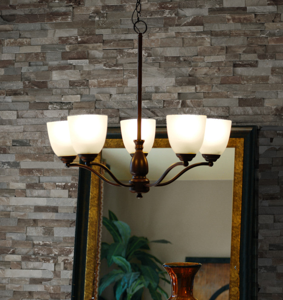 Stefan 5-Light Chandelier, Oil Rubbed Bronze, Frosted