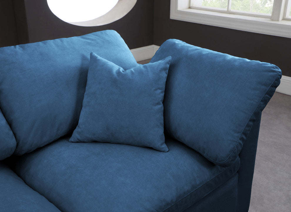 Plush Velvet / Down Standard Comfort Modular Sofa, Navy, 4-Piece: 4 Armless Chair