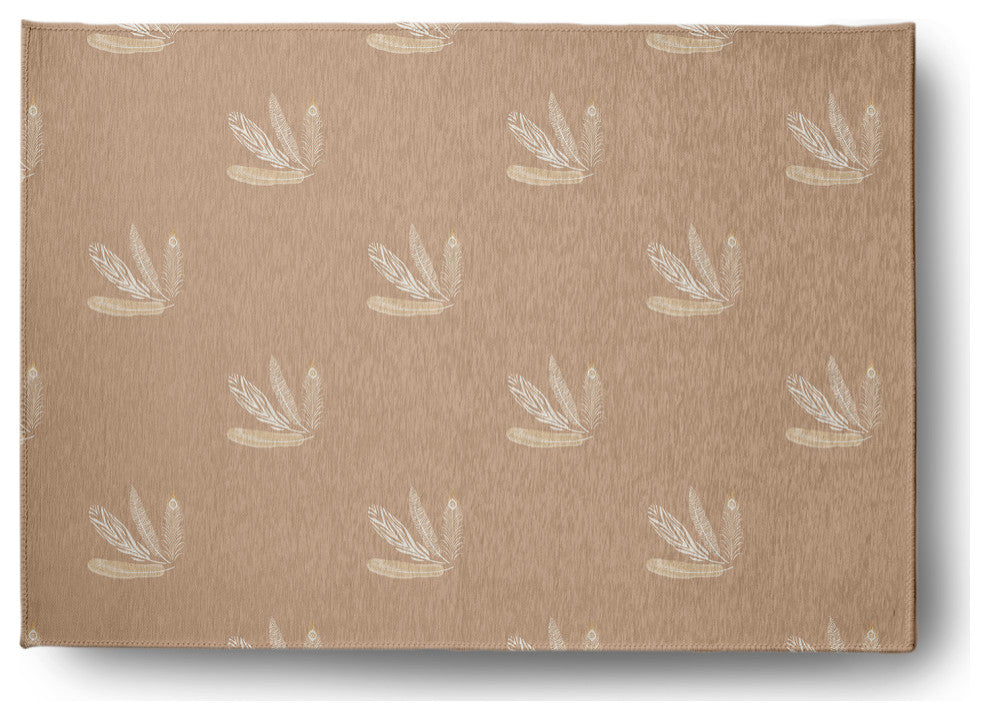 Feather Pattern Spring Chenille Rug, Brown, 5'x7'