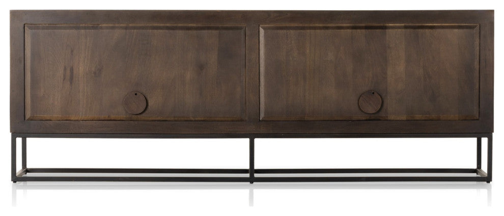 Kelby Closed Media Console Carved Vintage Brown, Vintage Brown, Gunmetal