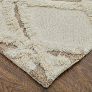 Weave & Wander Elika Moroccan Hand Tufted Wool Area Rug, Ivory/Brown, 10'x14'