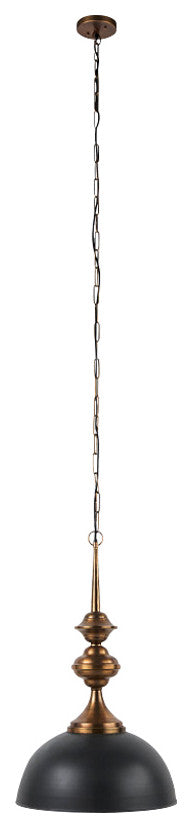 Willson 17Lx17Wx29H Black Iron With Antique Brass Dome Pendant Light