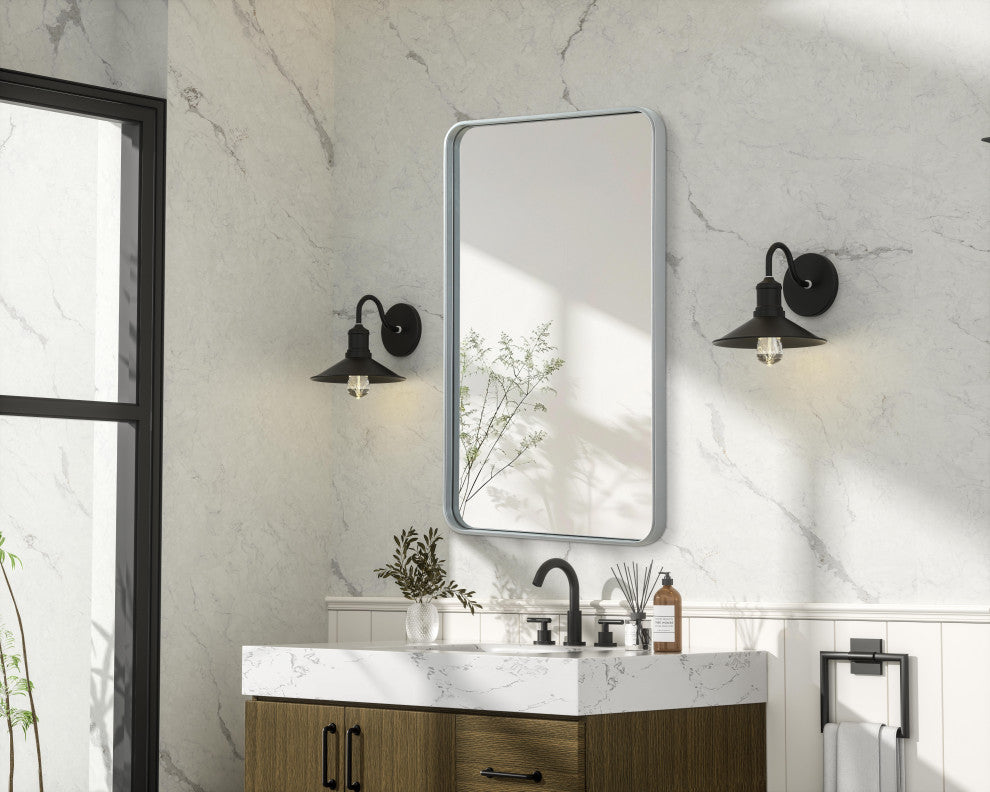 Home Living Contour Metal Rectangle Mirror 24x40, Silver