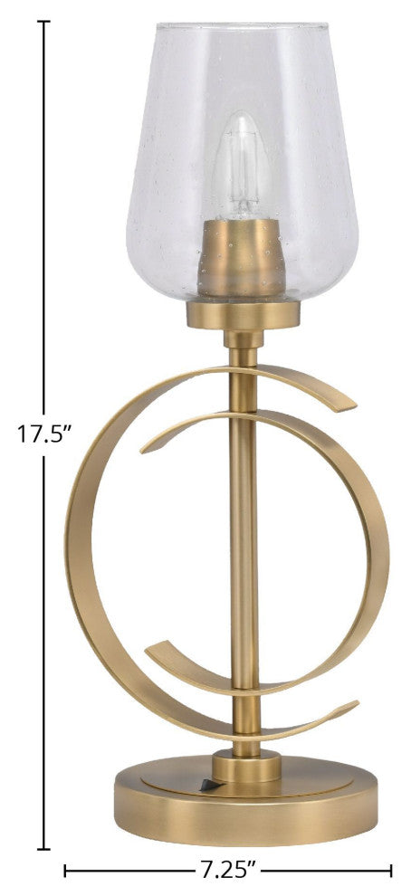 1-Light Table Lamp, New Age Brass Finish, 5" Clear Bubble Glass