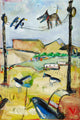 "Dog on Wire" Painting Print on Canvas by Tori Campisi