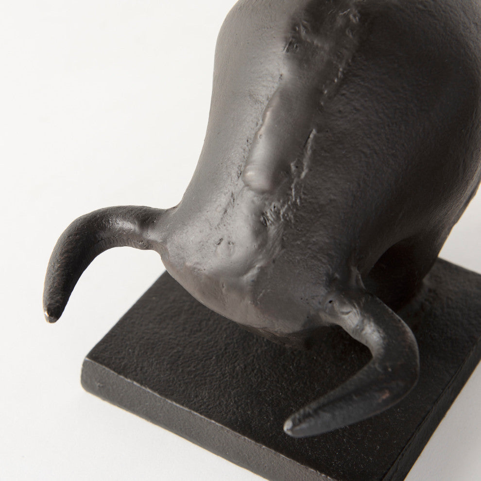Tauro III, 2-Piece Set, 10Lx5W Black Cast Aluminum Raging Bull Bookends