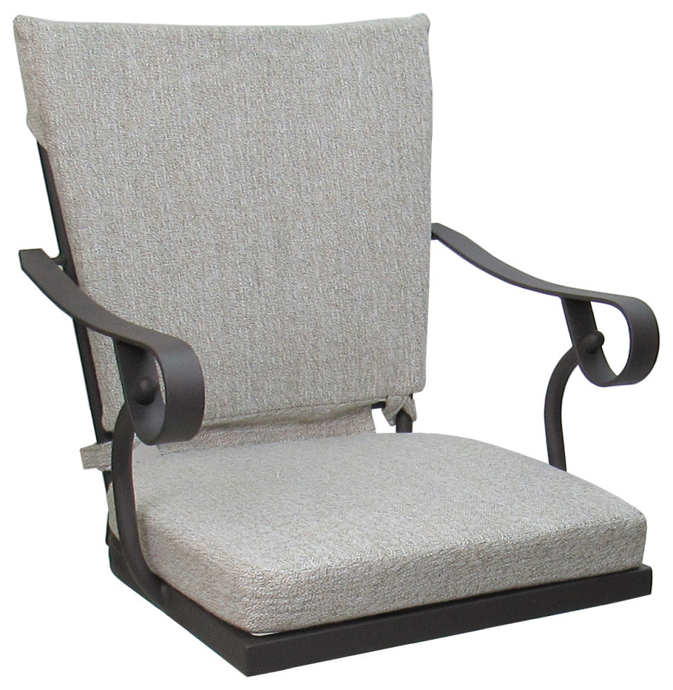 Outdoor Patio Swivel Bar Stool Jamey with Arms, White Linen - Gray, 26"