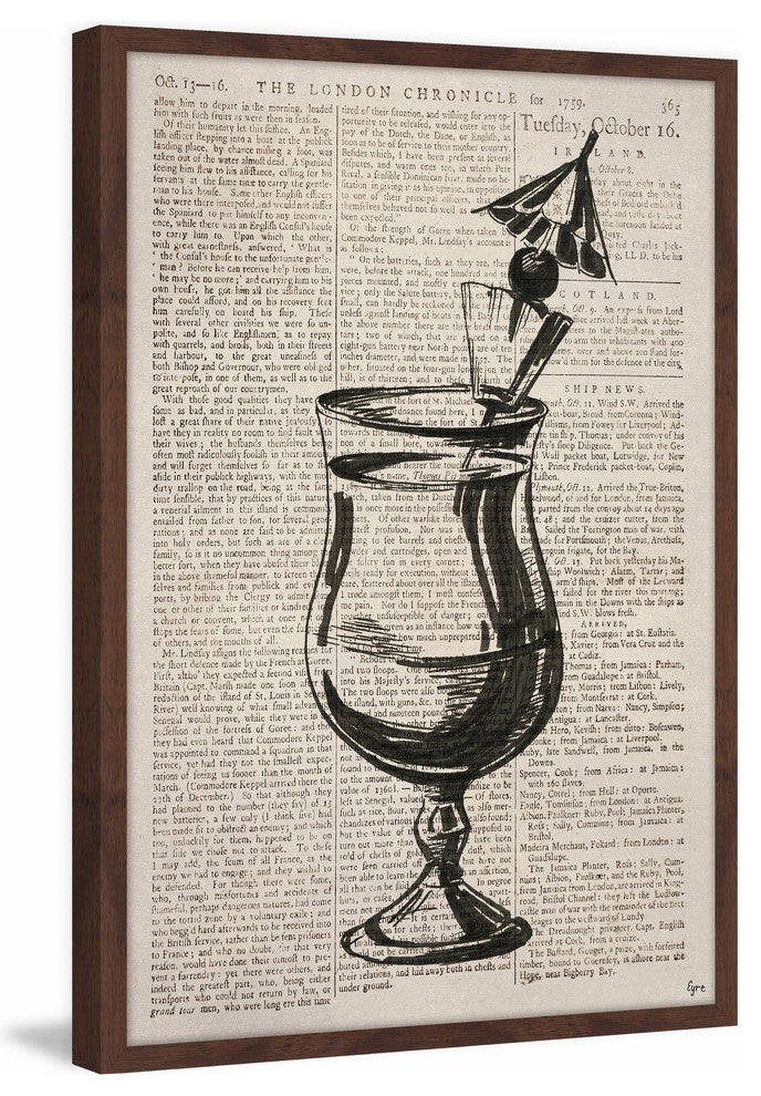 "Tropical Cocktail" Framed Painting Print, 16"x24"