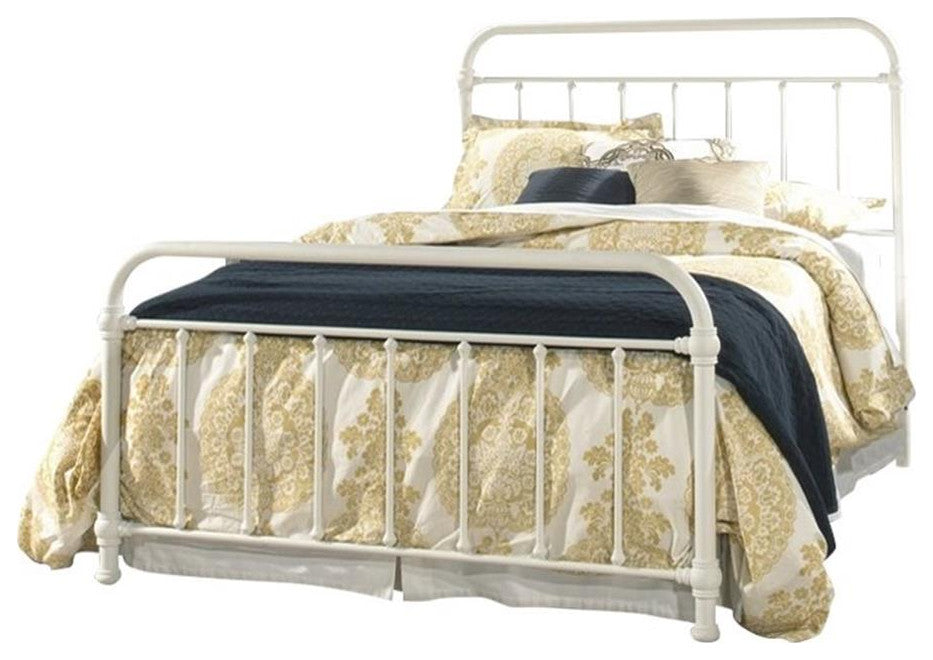 Hillsdale Kirkland Twin Metal Spindle Panel Bed in White