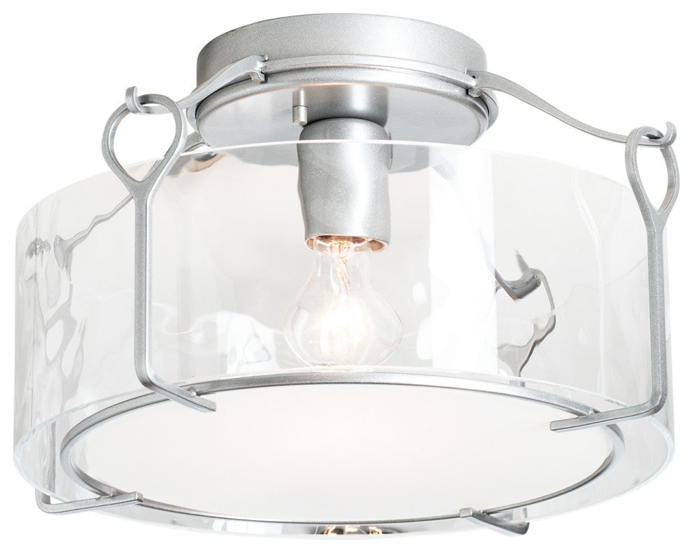 Bow Medium Semi-Flush, Vintage Platinum Finish, Water Glass