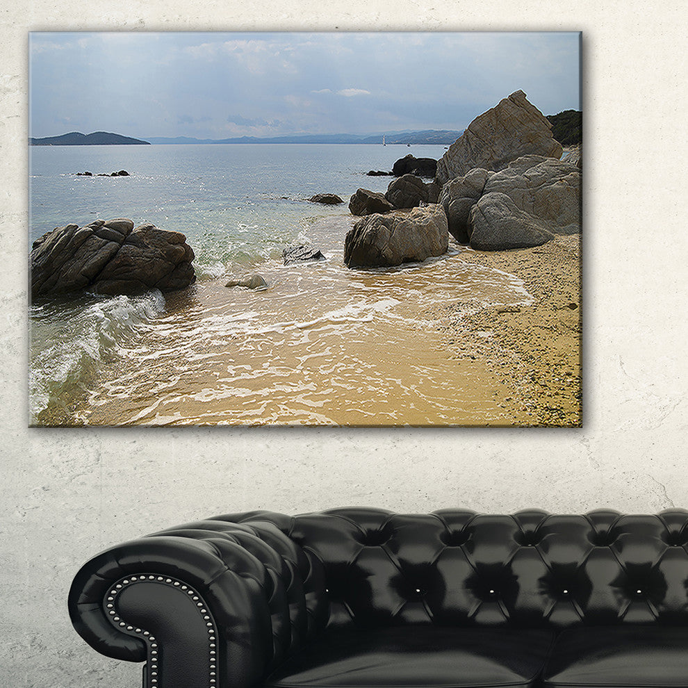 "Beautiful Sea View of Rocky Coast" Seashore Wall Art, 1 Panel, 60"x28"