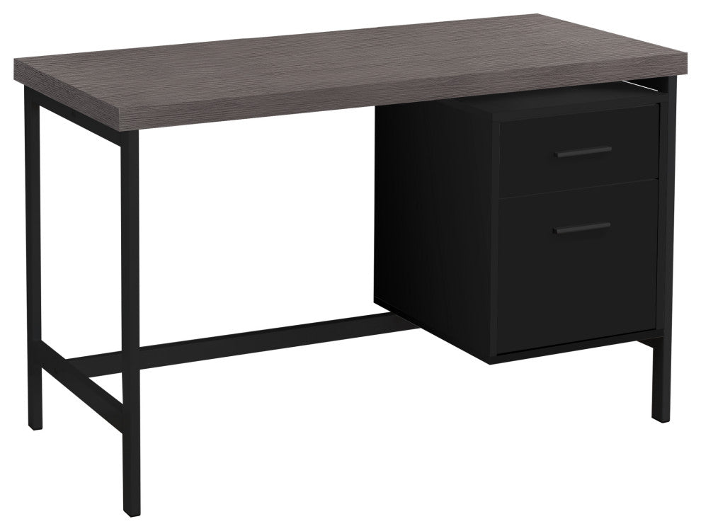 Computer Desk - 48"L / Black / Grey Top / Black Metal