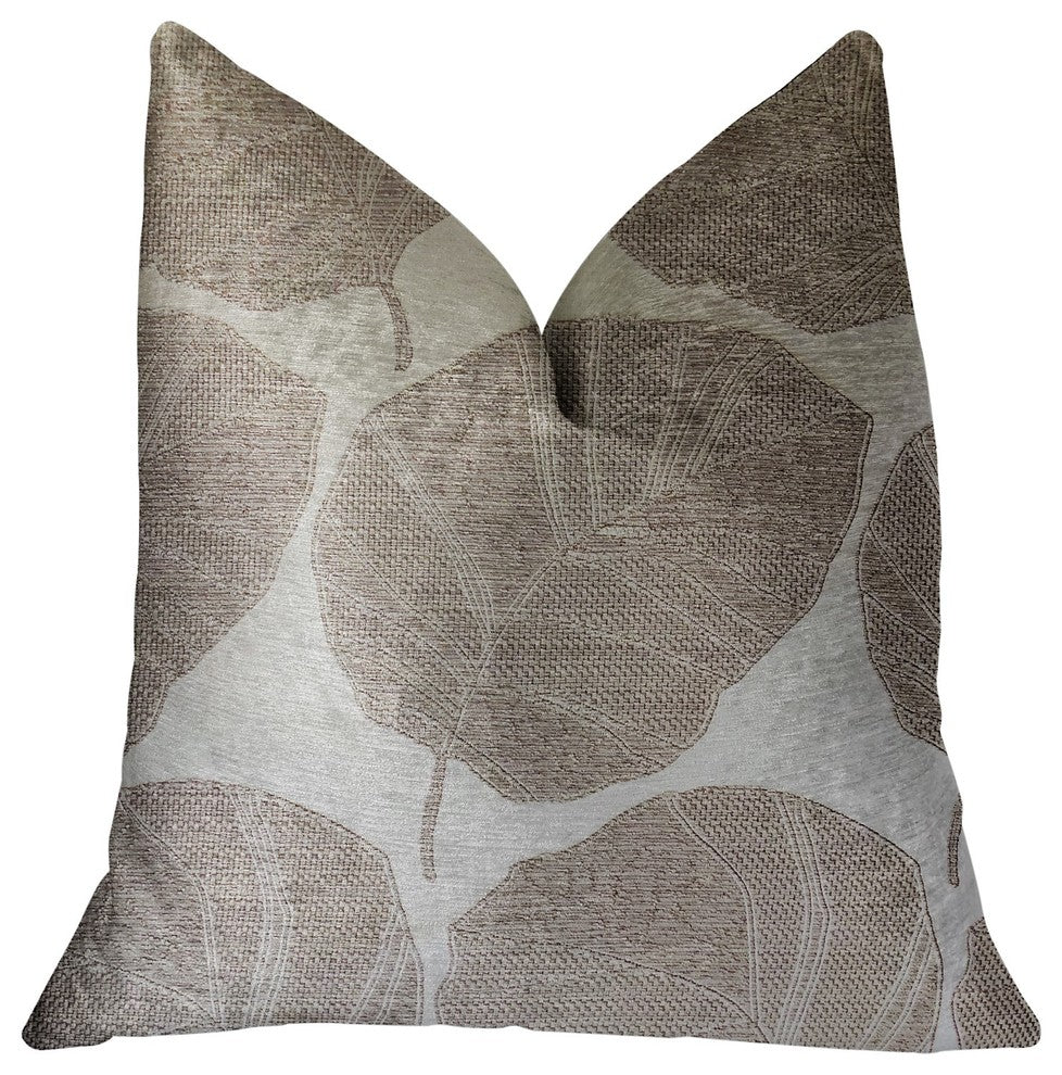 Pleasant Leaves Gray Luxury Throw Pillow, 20"x30" Queen