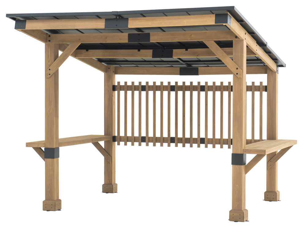 Sunjoy 10 ft. x 11 ft. Cedar Frame with Aluminum Roof Gazebo Pergola