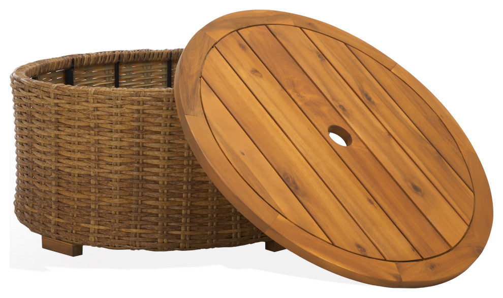 Safavieh Couture Indoor-Outdoor Anguilla Wicker Coffee Table, Natural