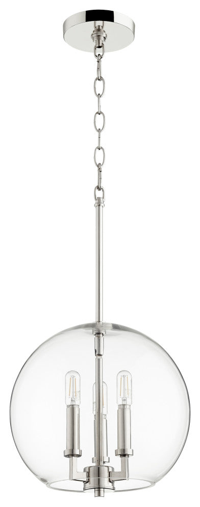 Quorum 873-3-62 Three Light Pendant, Polished Nickel Finish