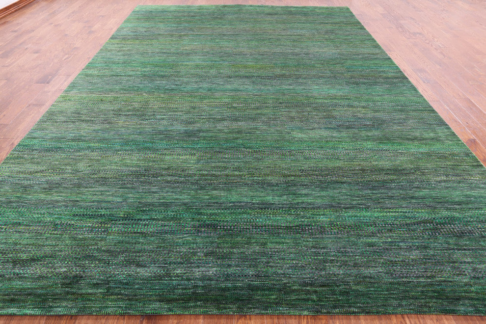 9' 10" X 13' 10" Super Savannah Gabbeh Wool and Silk Hand Knotted Rug Q6112