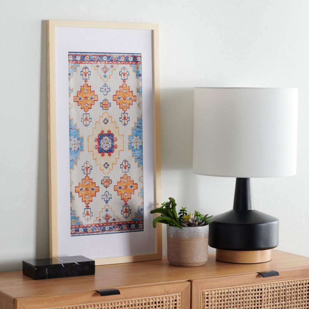 Safavieh Sumia 29" Blue/Orange Framed Textile Wall Art