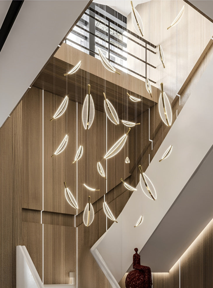 Cagnes-sur-Mer | Crystal Gold Leaves Pendant Chandelier, 4 Leaves