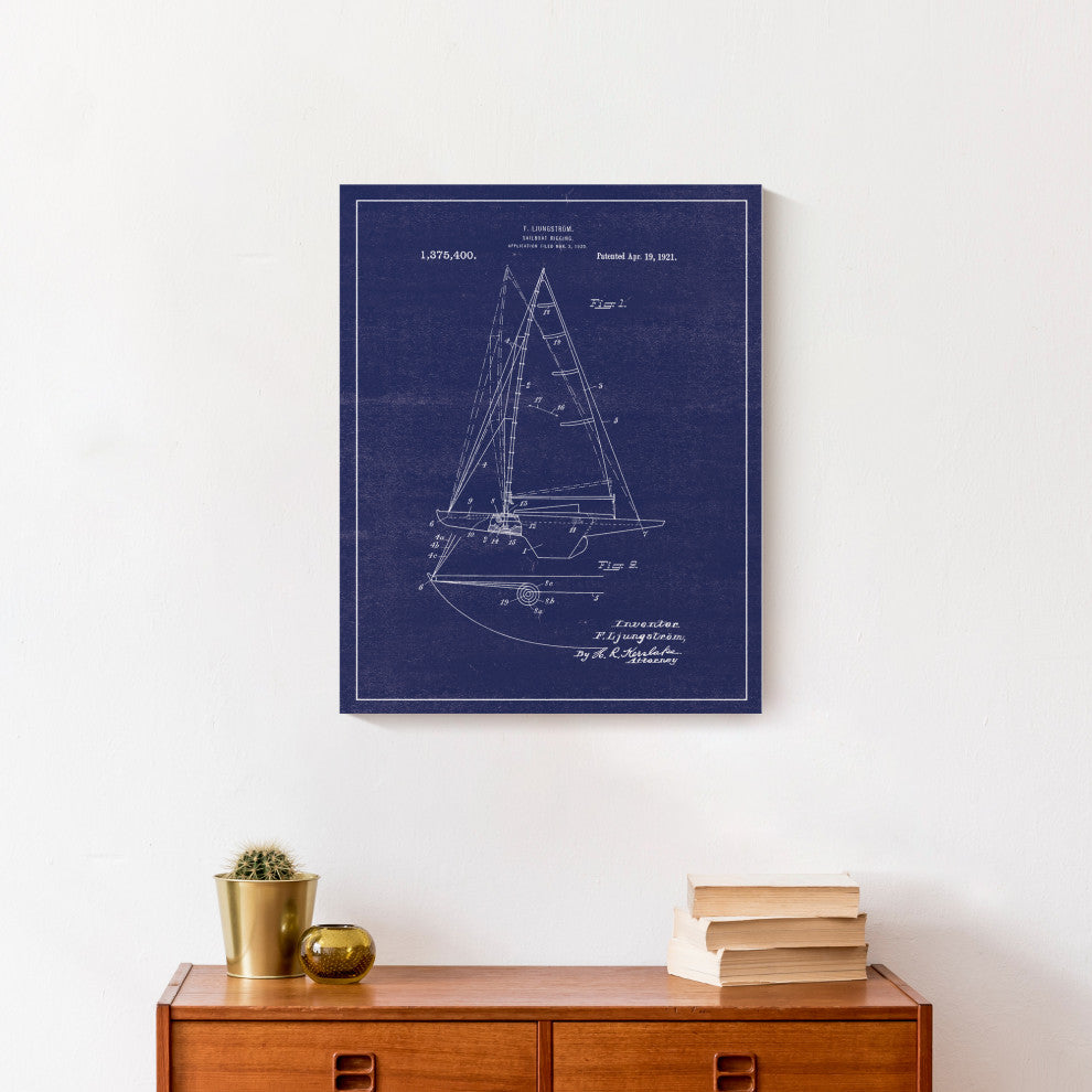 Vintage Boat Print 16x20 Canvas Wall Art