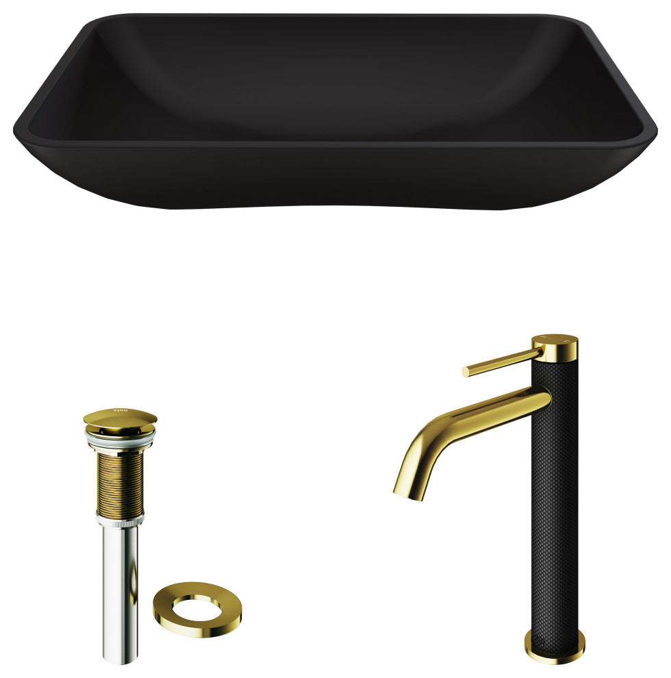 Hadyn 22"L x 14"W Glass Vessel Sink and Lexington 10"H Faucet Set