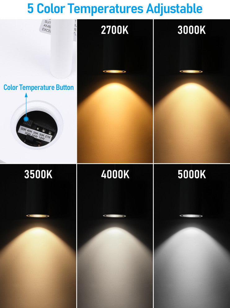 2 Pack 5CCT LED 6 Inch Commercial Pendant Light, 3 Power Options, White