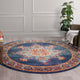 Mila Traditional Medallion Blue & Gold Round Area Rug, 5' Round