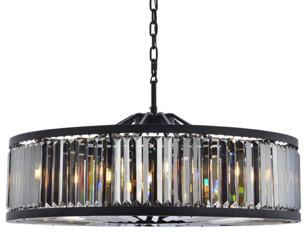 Elegant Lighting 1233G43-SS/RC Chelsea 10 Light 44"W Crystal Drum - Matte Black