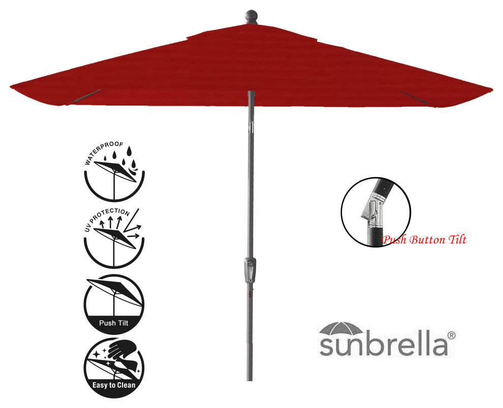 Pismo Dawn 9'x7' Rectangular Premium Push Tilt Market Umbrella, Gray Frame, Jock