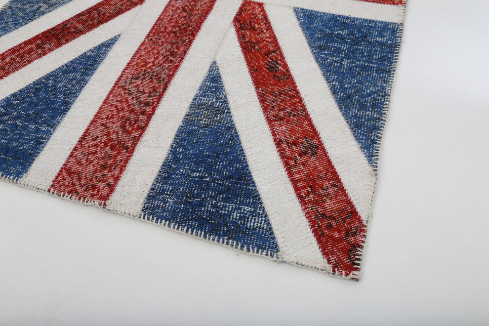 Rug N Carpet - Handmade Oriental 4' 1'' x 6' 0'' Flag Patchwork Rug