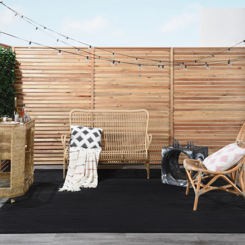 Nourison Essentials 9' x Square Black Outdoor Area Rug