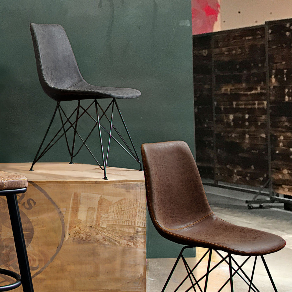 Theo 4 Dining Chairs With Metal Base, Weathered Gray