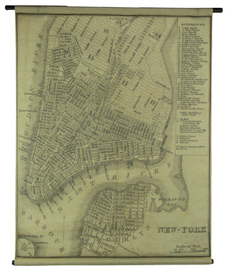 Vintage New York Map Canvas Print Wall Hanging
