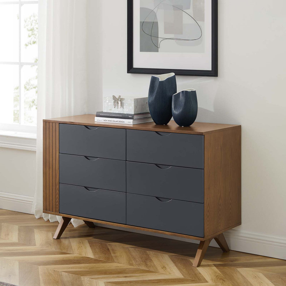 Dresser Drawer Chest Stand, Gray Walnut, Wood, Modern, Mid Century Guest